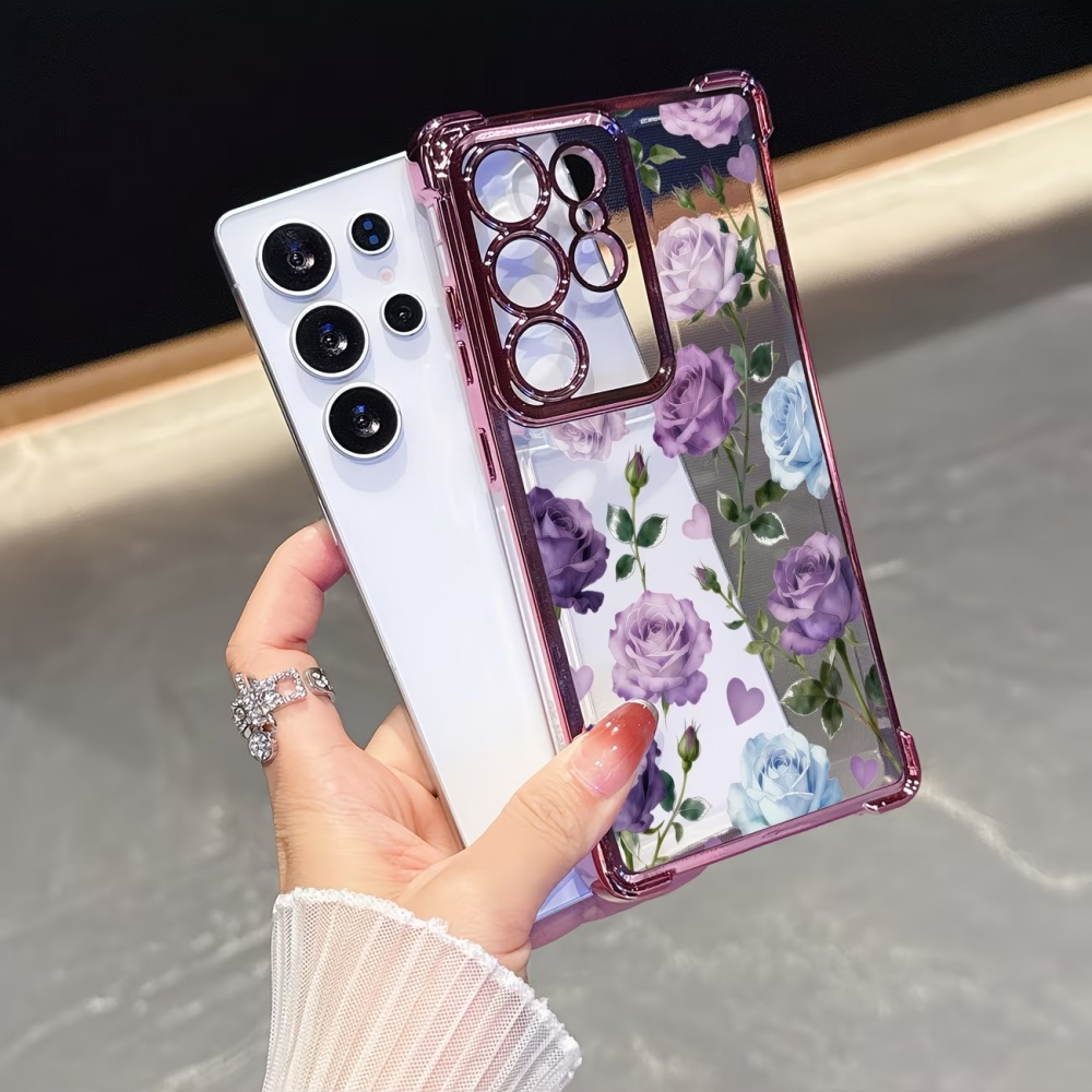 Phone Cases Purple - Funda Transparente con Cuatro Esquinas Electrochapadas