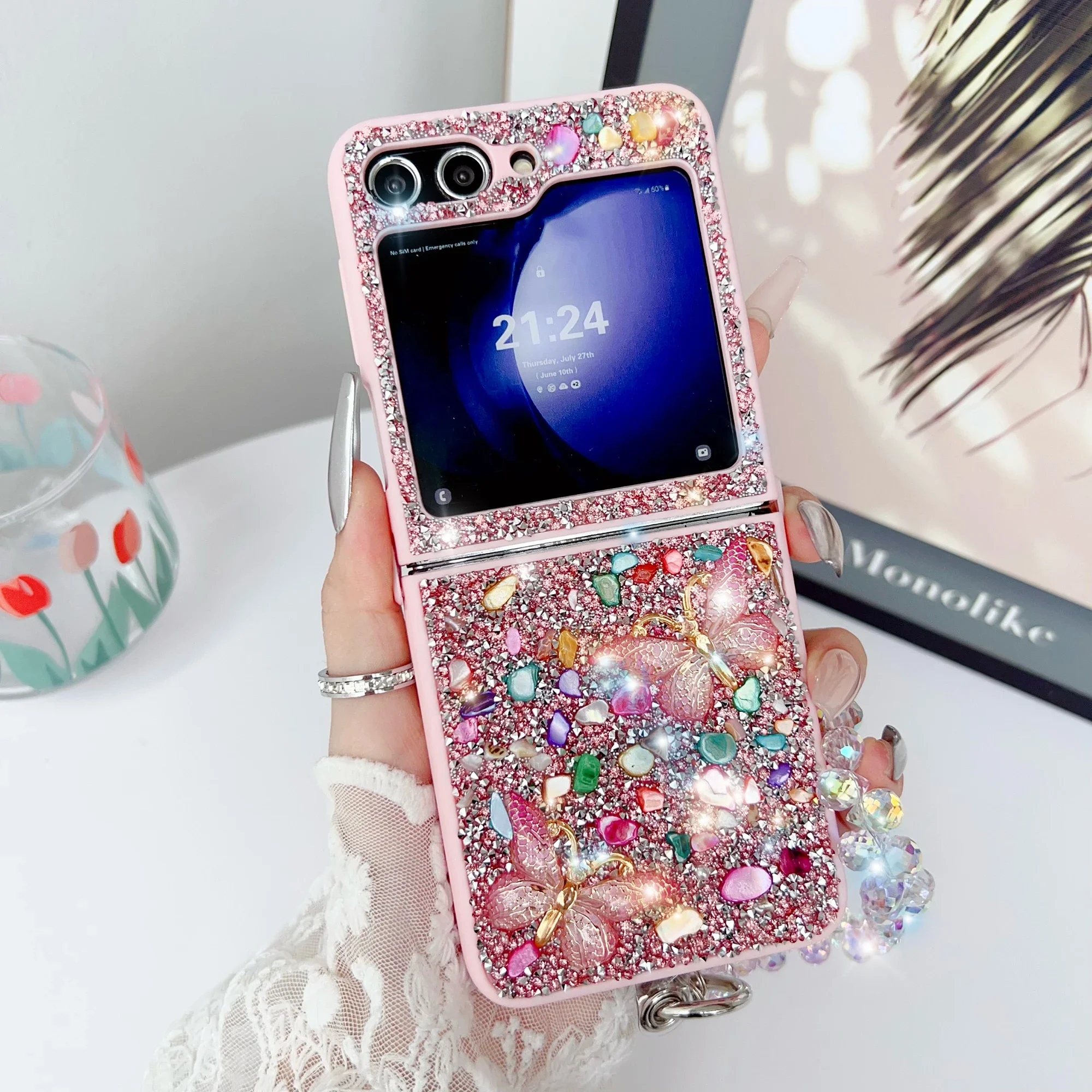 Phone Cases Z Flip 5 - Funda de teléfono con purpurina de