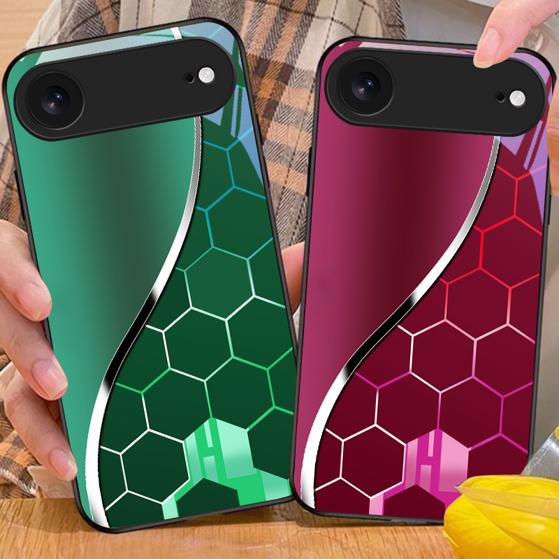 Funda de vidrio negra con patr - Phone Cases Purple reseña y precio